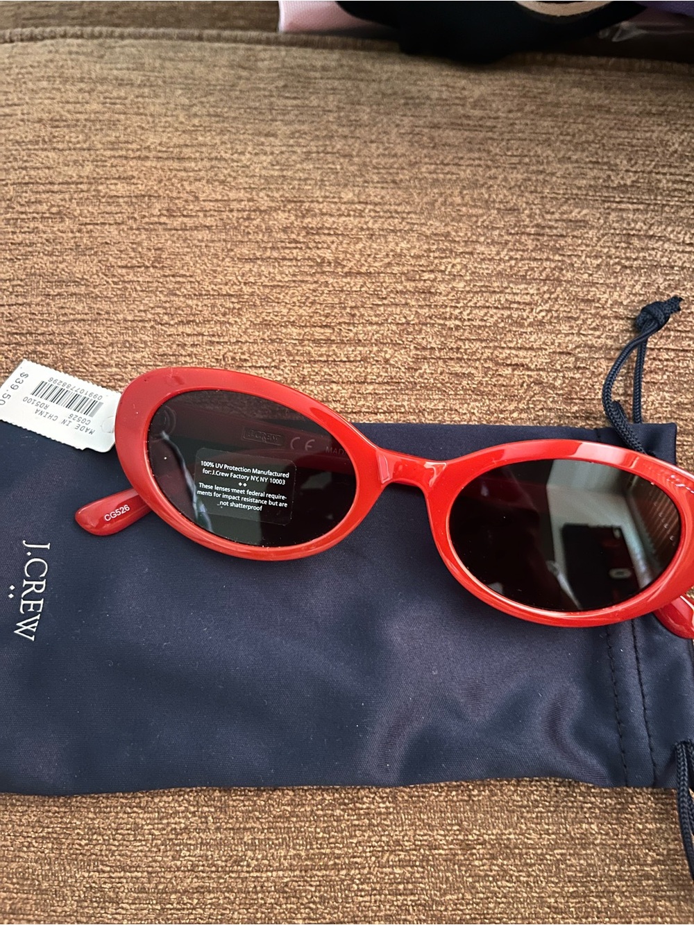 J.Crew Red Oval Cateye Sunglasses
